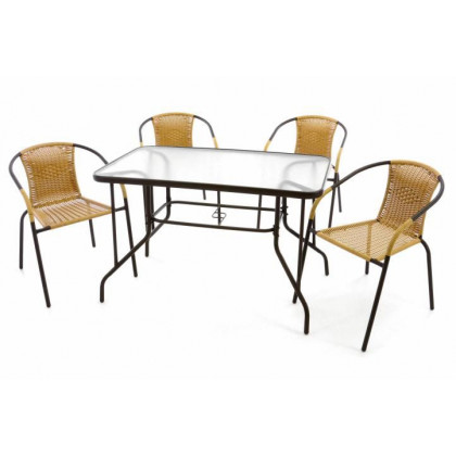 Zahradní set polyratanové 4 židle a skleněný stůl