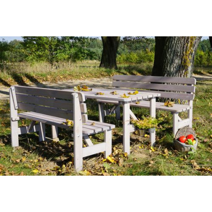 Zahradní masivní dřevěný stůl VIKING šedý - 150 cm