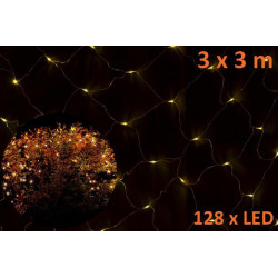 Vánoční LED světelná síť - 3 x 3 m, 128 diod, teple bílá