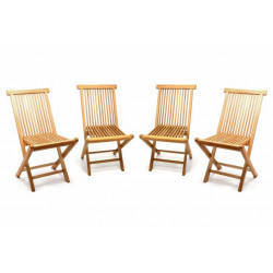 Sada 4 kusů - zahradní skládací židle DIVERO - týkové dřevo