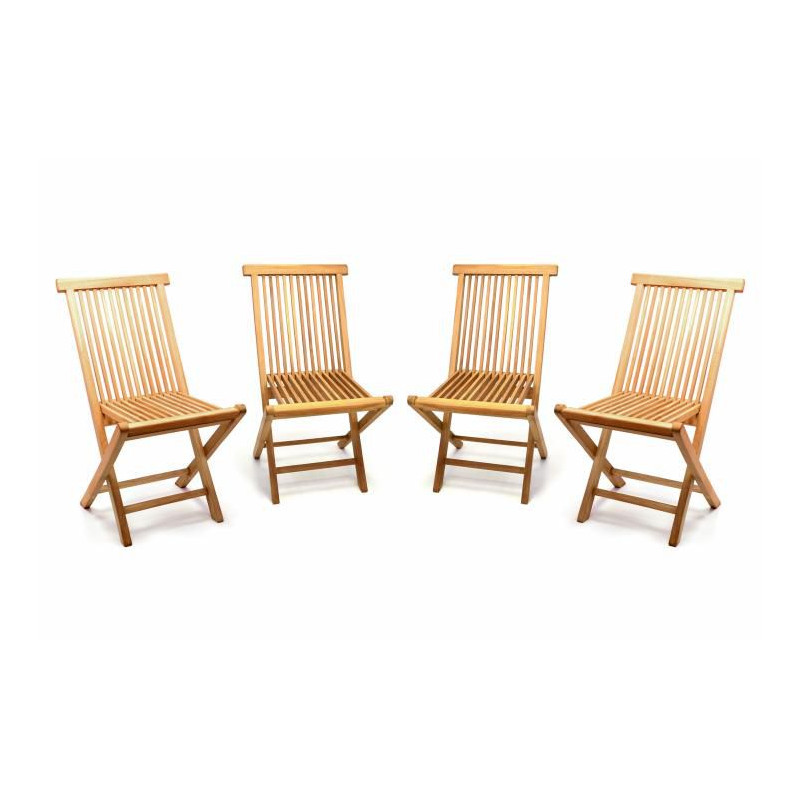 Sada 4 kusů - zahradní skládací židle DIVERO - týkové dřevo
