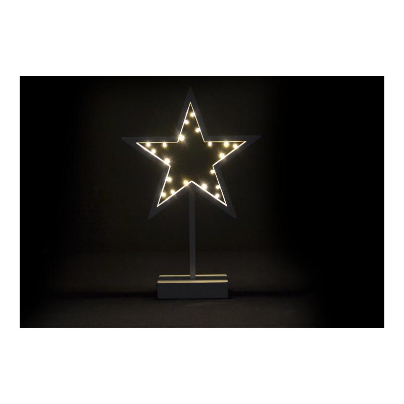 Vánoční dekorace - svítící hvězda na stojánku - 38 cm, 20 LED diod