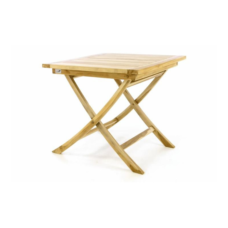 Skládací zahradní stolek DIVERO - týkové dřevo neošetřené - 80 cm