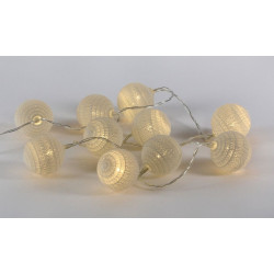 LED světelná dekorace - háčkované koule, 10 LED, teple bílé