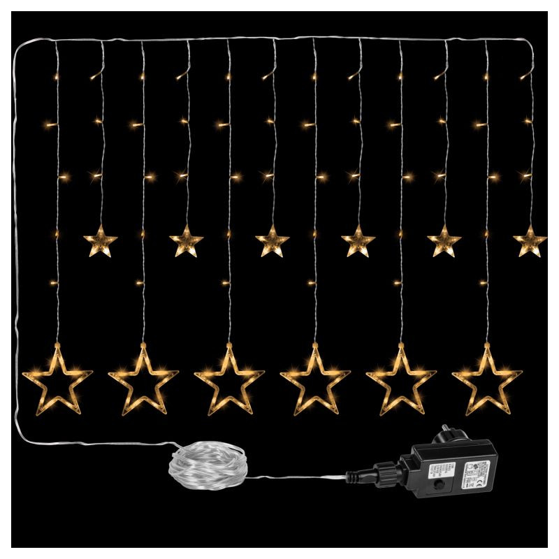 Vánoční dekorace - svítící hvězdy - 150 LED teple bílá