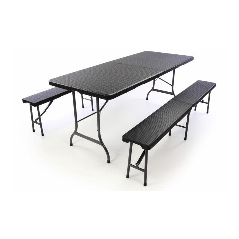 Zahradní set lavice a stůl v ratanové optice - černá