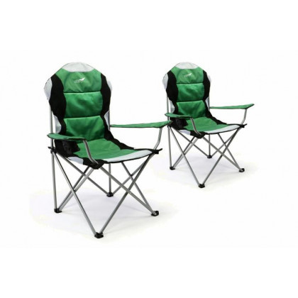 Sada 2 ks skládací kempingová rybářská židle Divero Deluxe - zeleno/černá