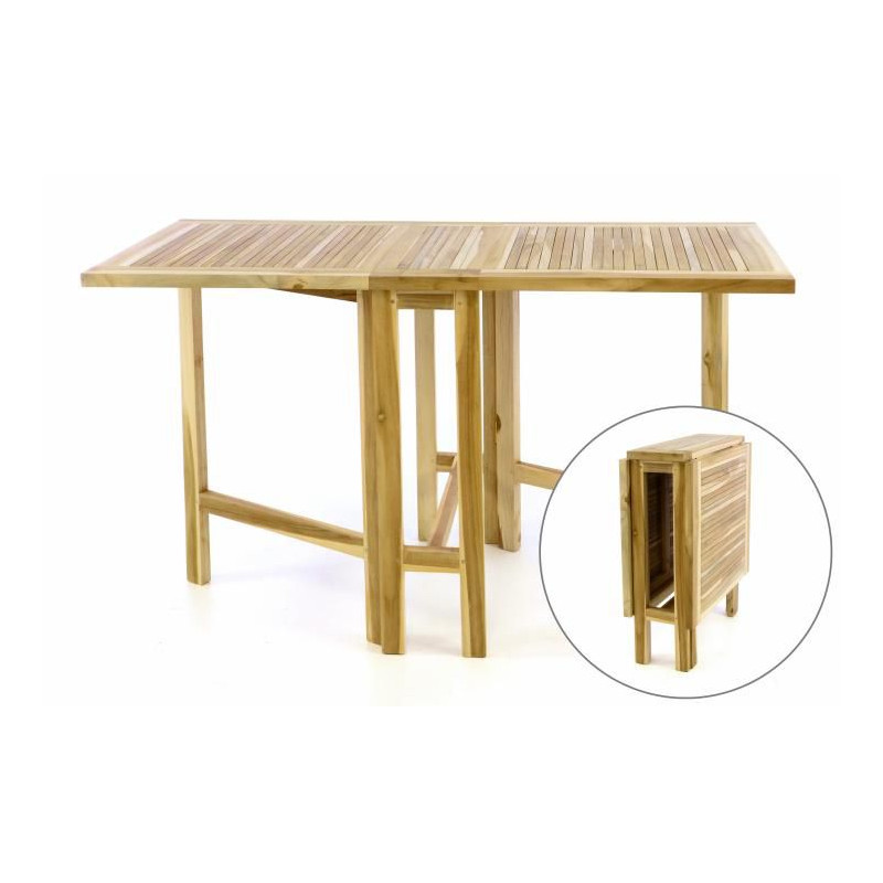 Týkový zahradní stůl DIVERO - skládací - 130 x 65 cm