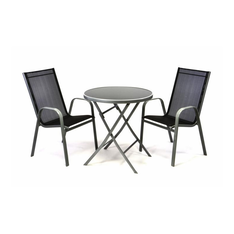 Zahradní set dvou křesel a skleněného stolku se sklopnou deskou