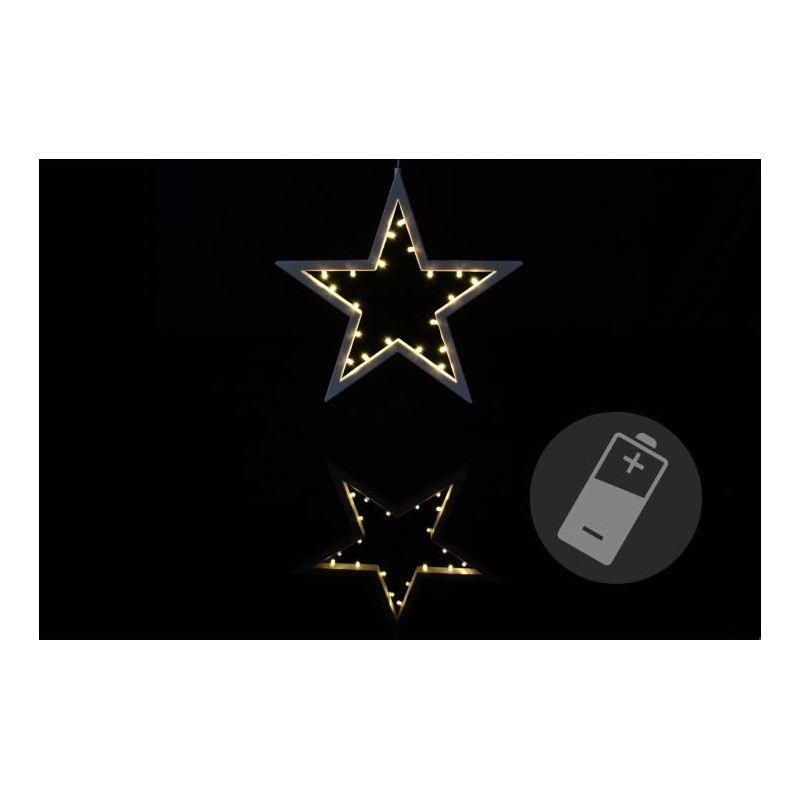 Vánoční dekorace - hvězda - 20 LED, teplá bílá