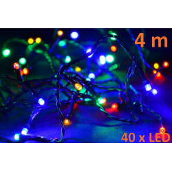 Vánoční LED řetěz - 4 m, 40 LED, barevný
