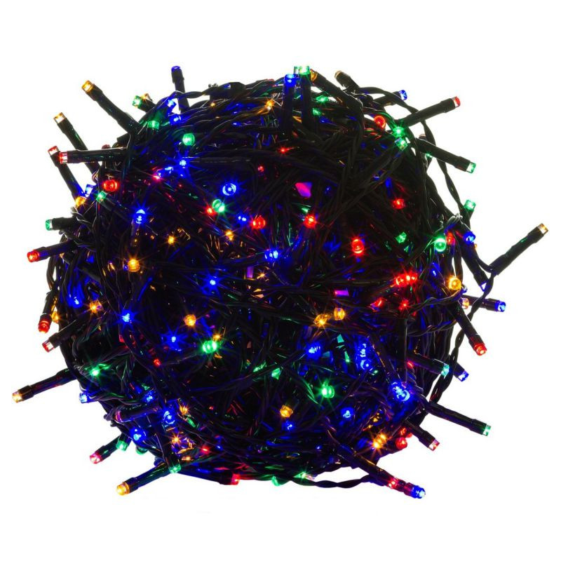Vánoční LED osvětlení 20 m - barevné 200 LED - zelený kabel
