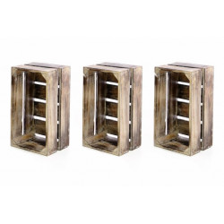 Sada 3 ks Dřevěná bedýnka VINTAGE DIVERO hnědá - 51 x 36 x 23 cm