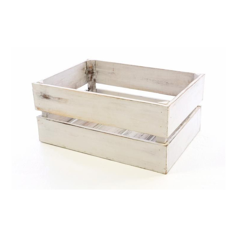 Dřevěná bedýnka VINTAGE DIVERO bílá - 51 x 36 x 23 cm