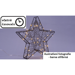 Vánoční kovová hvězda s 3D efektem - stříbrná, 25 LED diod