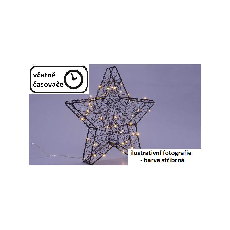 Vánoční kovová hvězda s 3D efektem - stříbrná, 25 LED diod