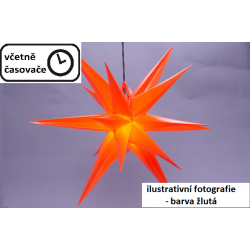 Vánoční dekorace - hvězda s časovačem 1 LED, 55 cm, žlutá