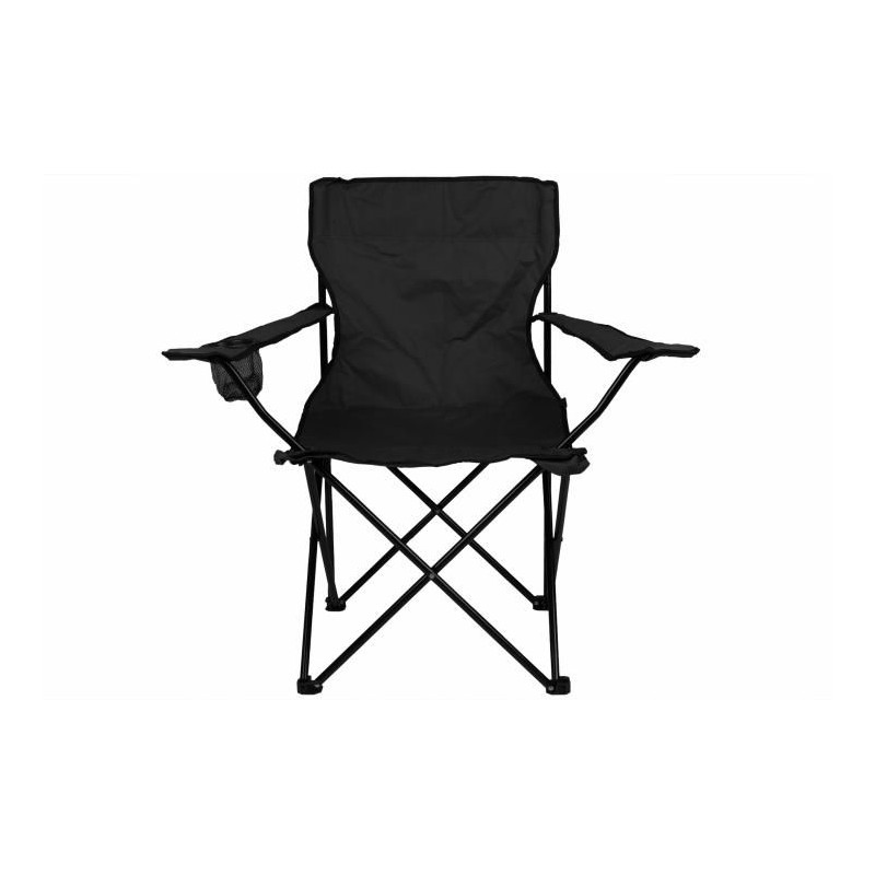 Skládací kempingová židle s držákem nápojů, černá