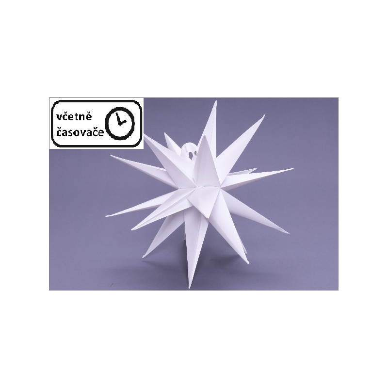 Vánoční dekorace hvězda s časovačem - 10 LED, 35 cm, bílá