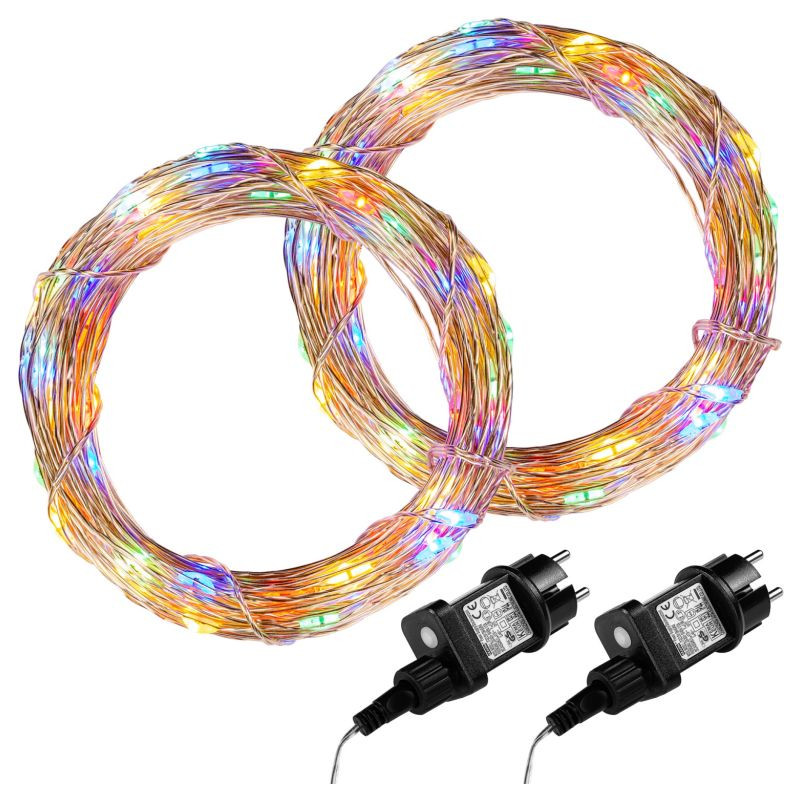 Sada 2 kusů světelných drátů 200 LED - barevná