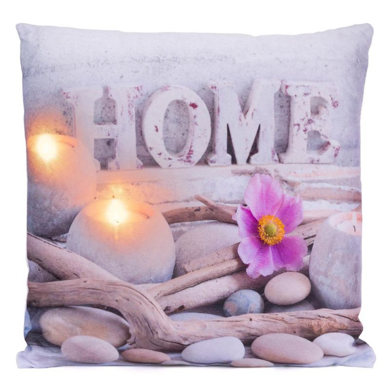 Dekorativní polštář s LED osvětlením Domov - 38 x 38 cm