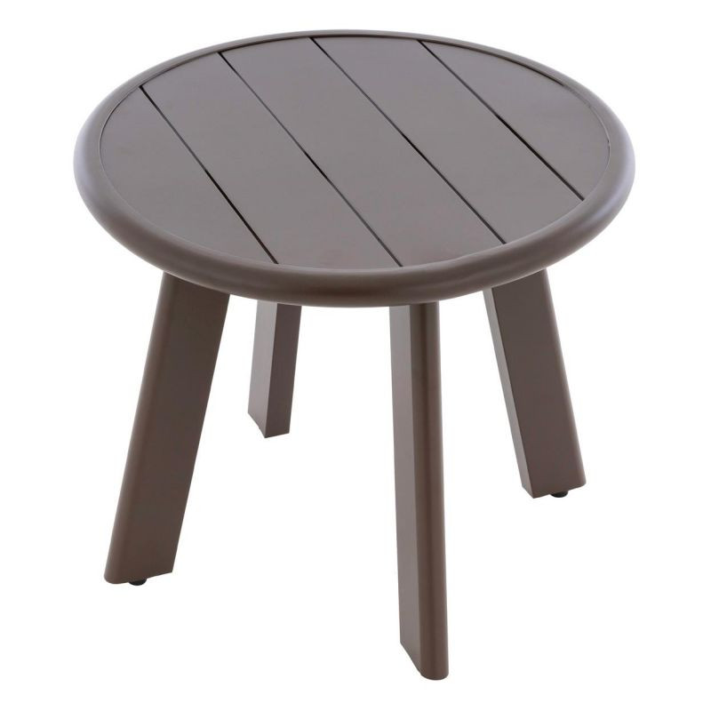Kulatý hliníkový stolek, tmavě hnědý