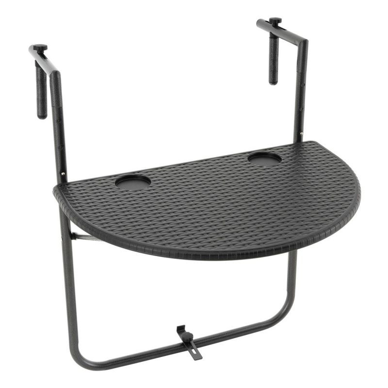 Závěsný sklopný stolek ratanového vzhledu - černý
