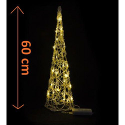 Vánoční akrylový jehlan 60 cm - teple bílý, na baterie