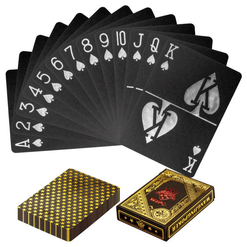 Poker karty plastové - černé/zlaté