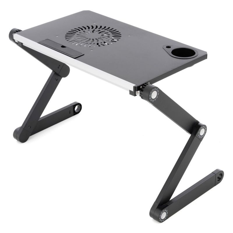 ﻿Notebookový stolek s USB větrákem - stříbrnočerný