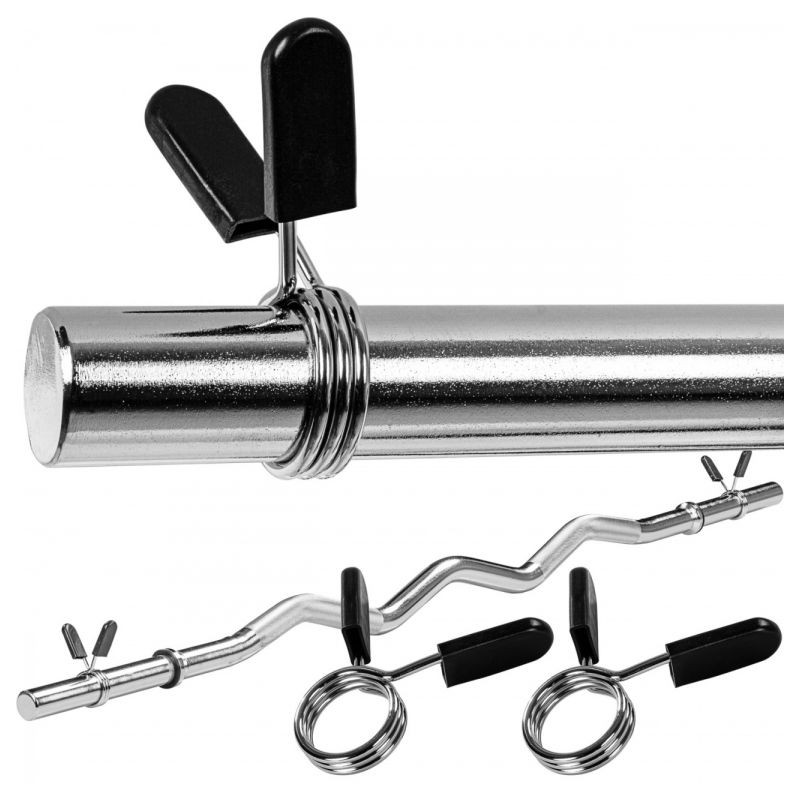 MOVIT posilovací tyč - 120 cm, chrom, pružinový uzávěr