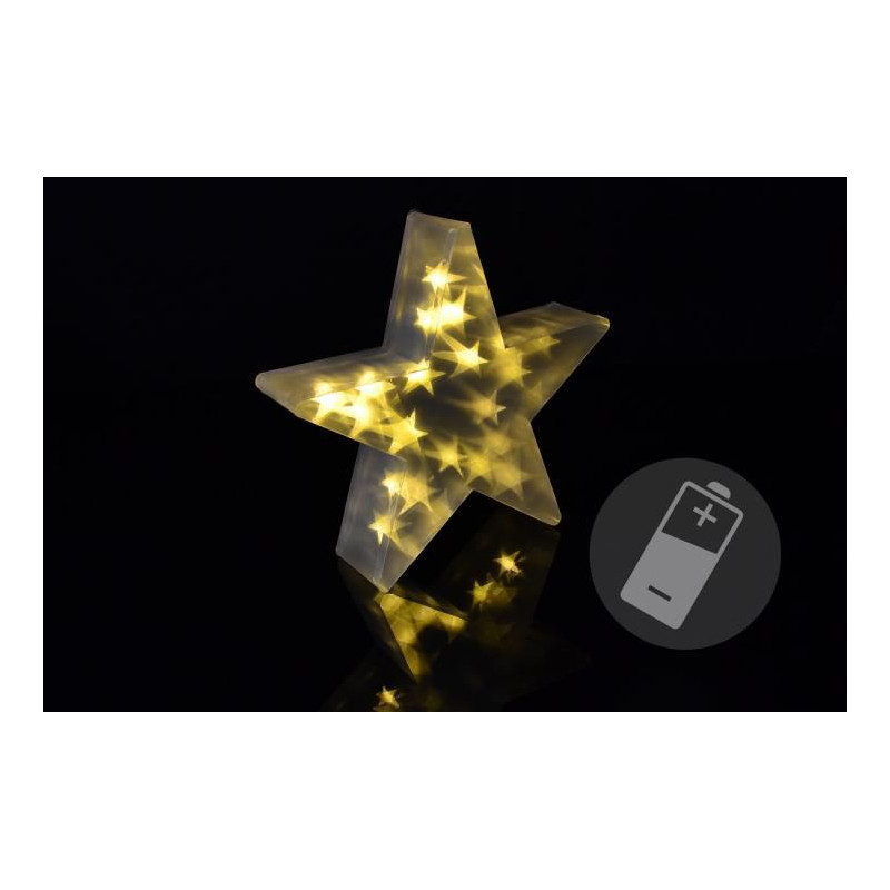 Vánoční hvězda s 3D efektem - 35 cm, 20 LED, teplá bílá