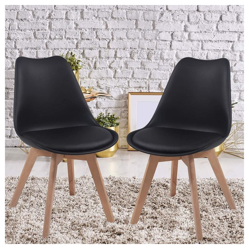 Sada jídelních židlí s plastovým sedákem, 2 ks, černá