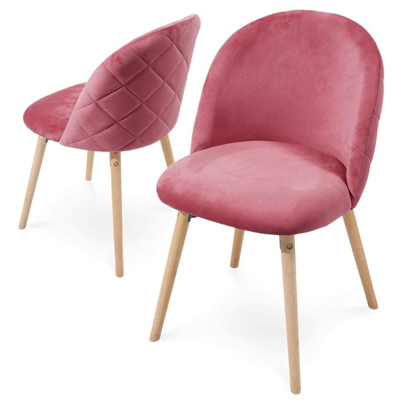 Sada jídelních židlí sametové, růžové, 2 ks