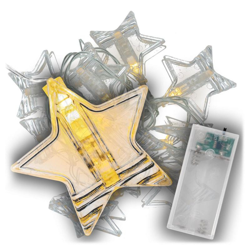 Vánoční světelný řetěz hvězdy - teple bílá, 10 LED