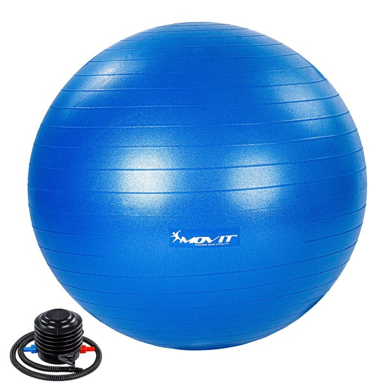 MOVIT Gymnastický míč s nožní pumpou, 75 cm, modrý