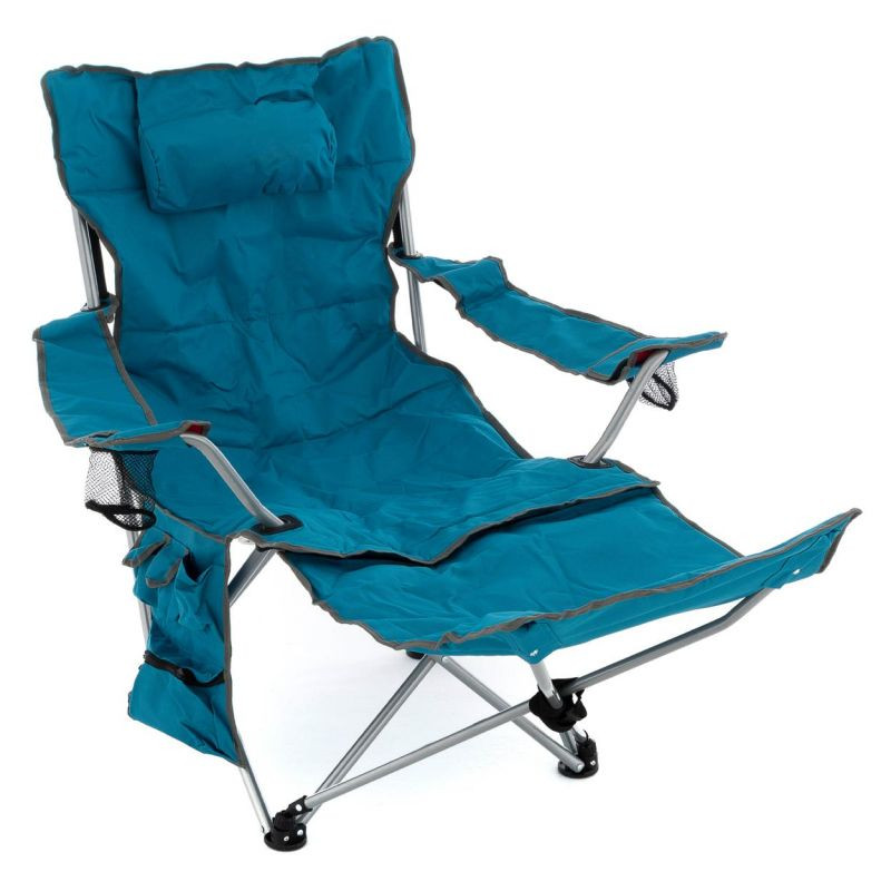 Kempingová židle s odnímatelnou podnožkou, modrá