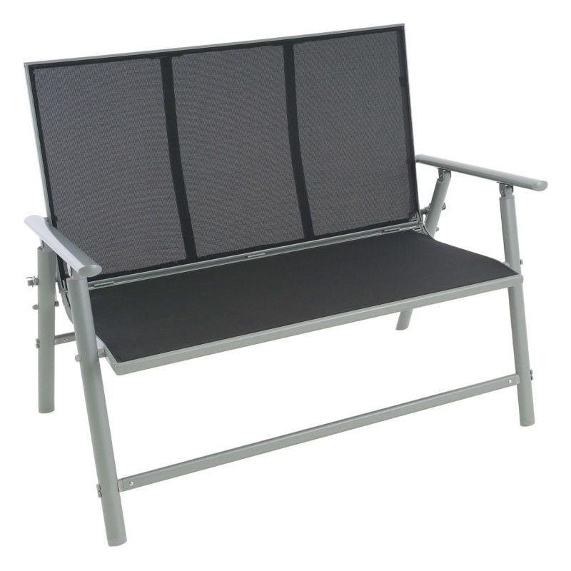 Zahradní hliníková lavička, 2-místná, 119 cm, šedá
