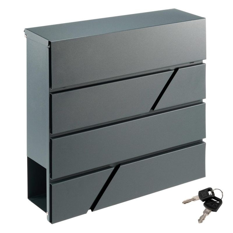 Poštovní schránka s přihrádkou na noviny, antracit, 2 klíče