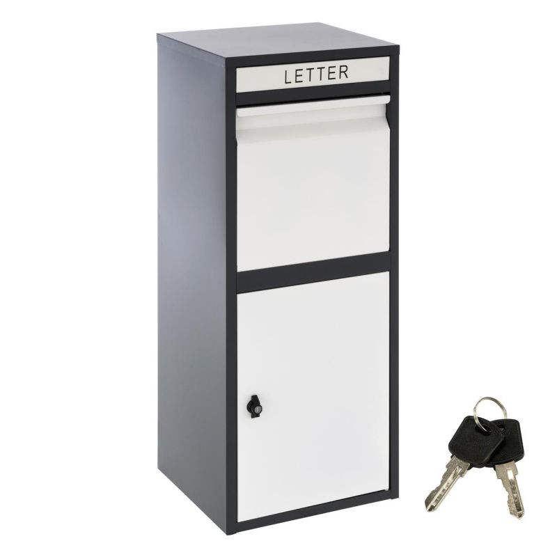Stojanová poštovní schránka KIM, černo-bílá, ocel, 2 klíče