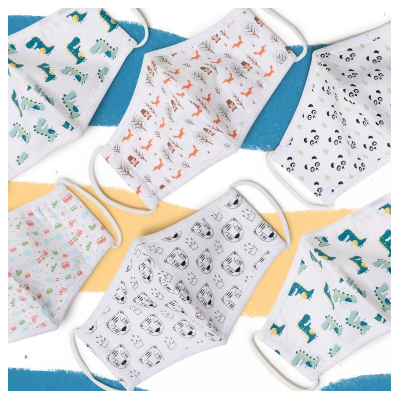 JAGO Dětská látková rouška, 3D potisk zvířecího motivu, 5 ks