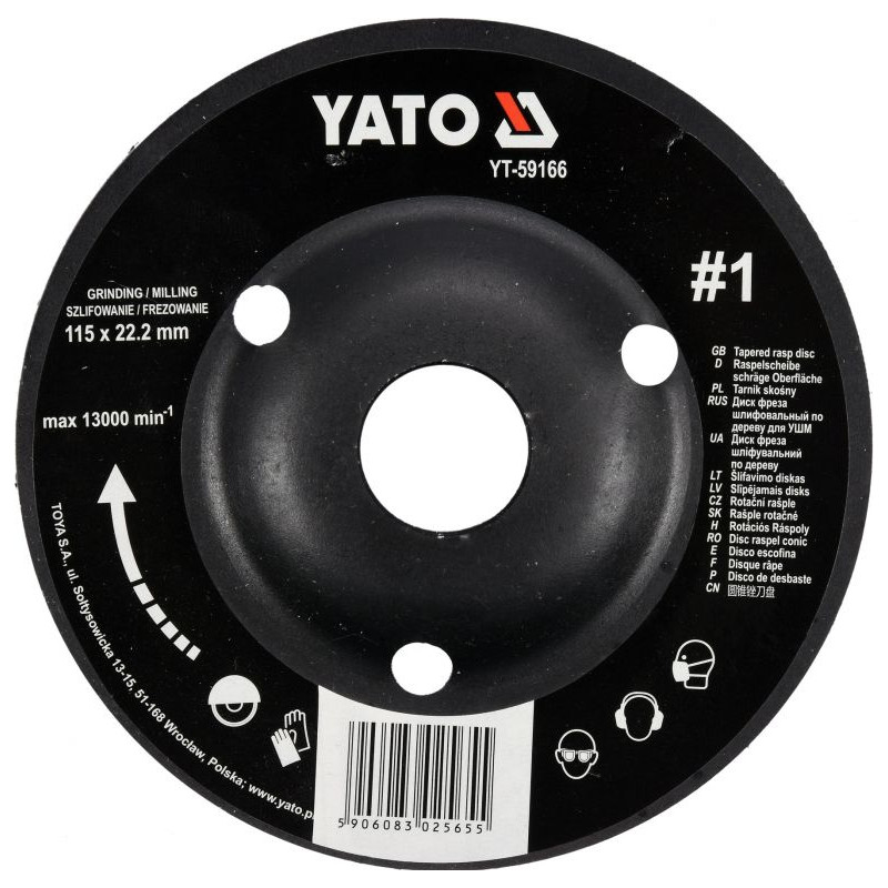 YATO Rotační rašple úhlová hrubá, 115 mm, typ 1