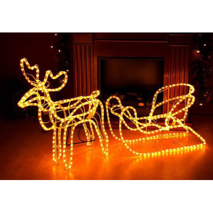 Světelná dekorace vánoční sob - 140 cm, teple bílý