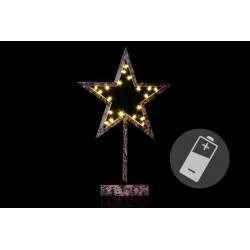 Vánoční dekorace -bronzová hvězda na stojánku, 38 cm, 20 LED