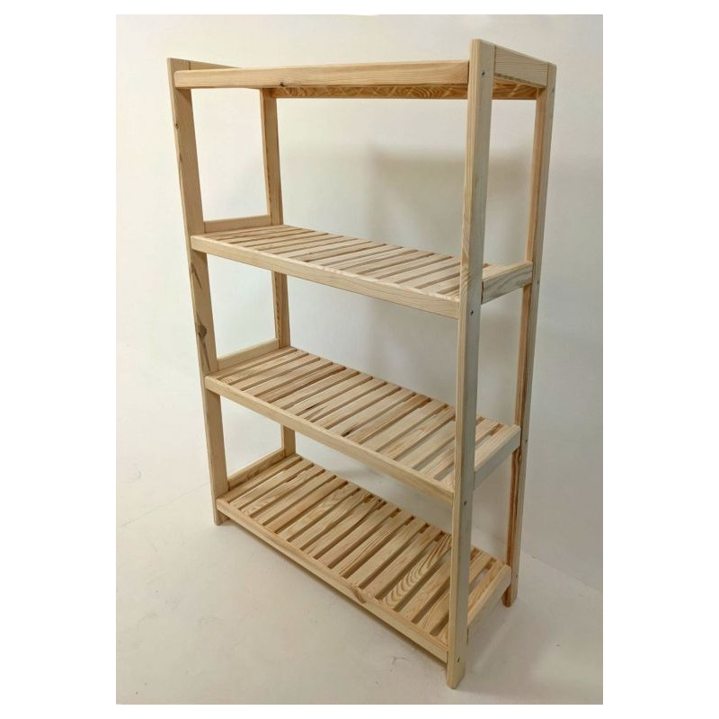 Dřevěný regál, 4 police, 133 x 70 x 33 cm