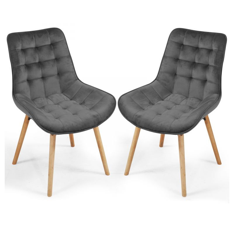 MIADOMODO Sada prošívaných jídelních židlí, tmavě šedá 2 ks