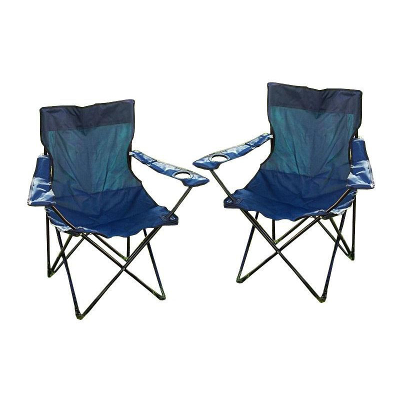 Sada 2 skládacích kempingových modrých židlí