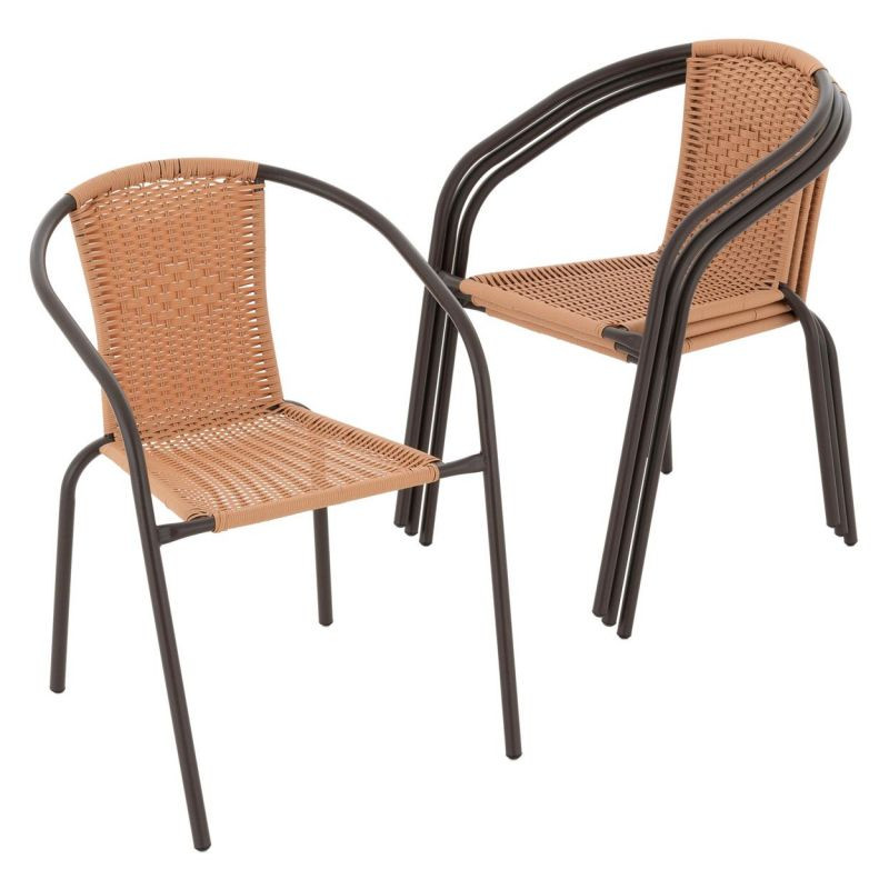 GARTHEN Set 4 ks polyratanová bistro židle, hnědá