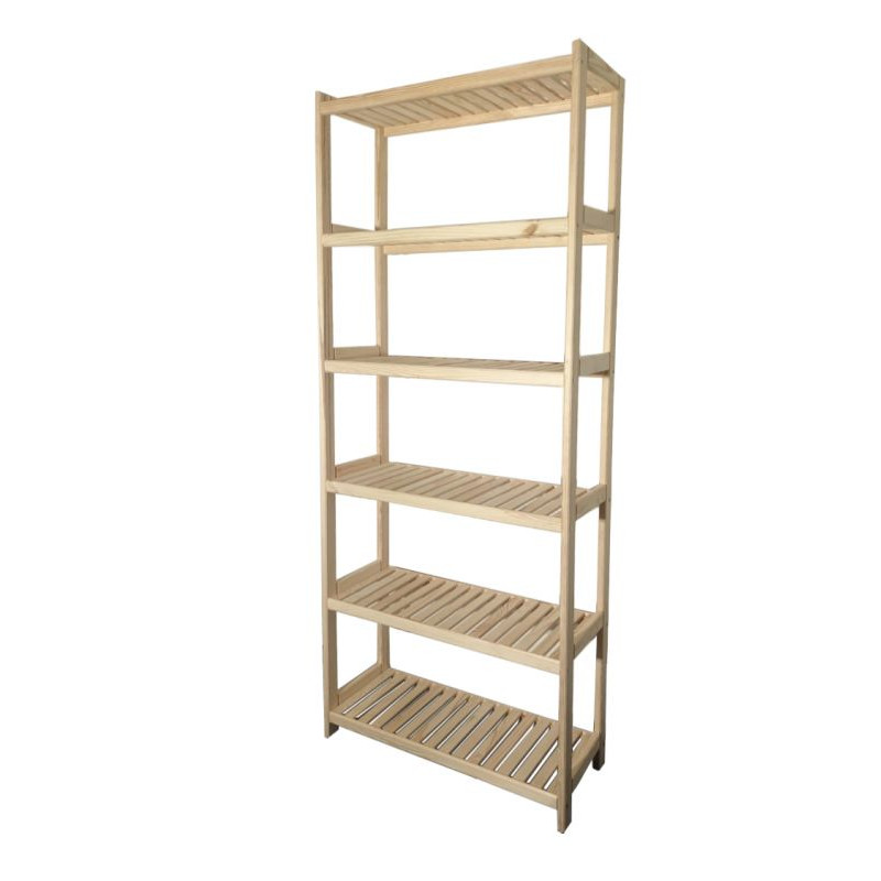 Dřevěný regál, 6 polic, 213 x 70 x 33 cm