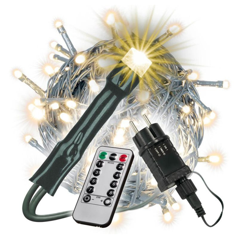 Nexos Vánoční řetěz, 200 LED, teple bílá, zelený kabel